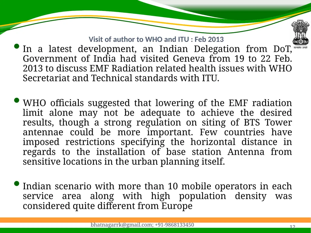 1 Presentation on EMF Radiation and Indian Case - slide 12 of 41