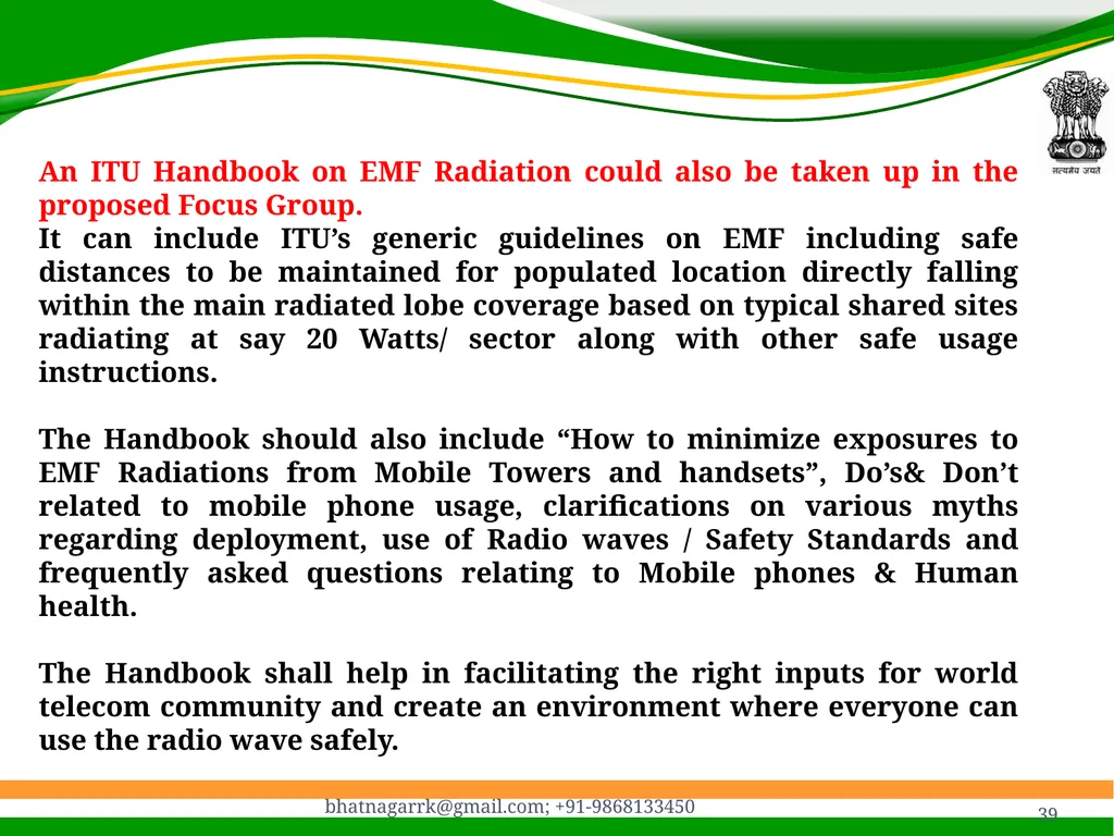 1 Presentation on EMF Radiation and Indian Case - slide 39 of 41