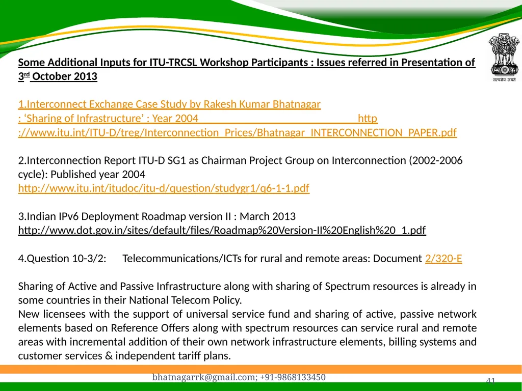 1 Presentation on EMF Radiation and Indian Case - slide 41 of 41