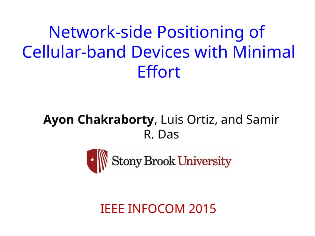 Network-side Positioning of Cellular-band Devices - slide 1 of 29