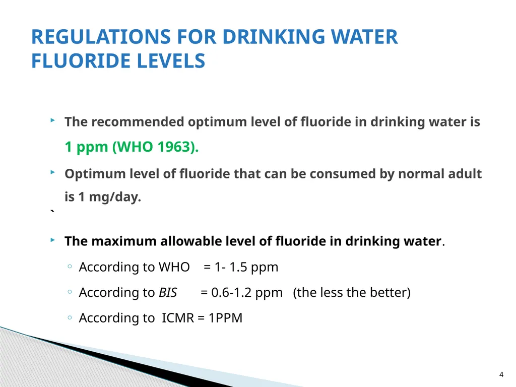 1 DEFLUORIDATION Defluoridation is defined as, - slide 4 of 45
