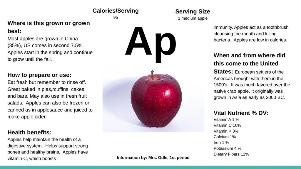Periodic Table of Fruits and Vegetables - slide 2 of 3