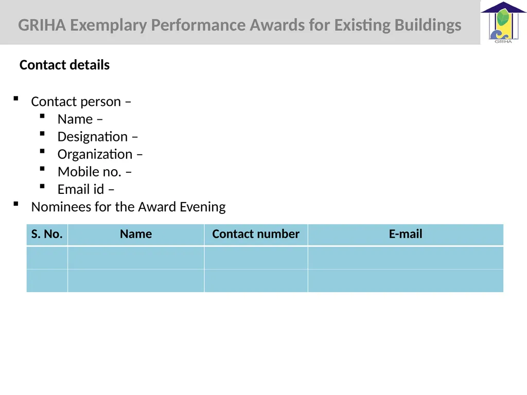 GRIHA Exemplary Performance Awards for Existing - slide 7 of 7