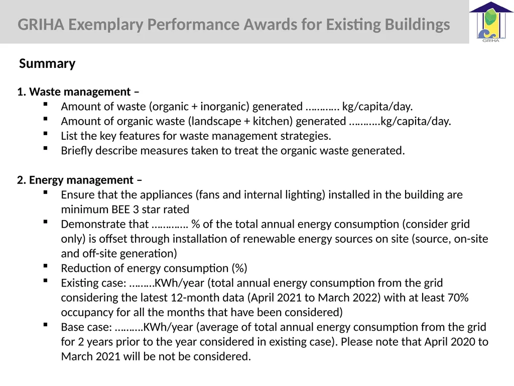 GRIHA Exemplary Performance Awards for Existing - slide 5 of 7