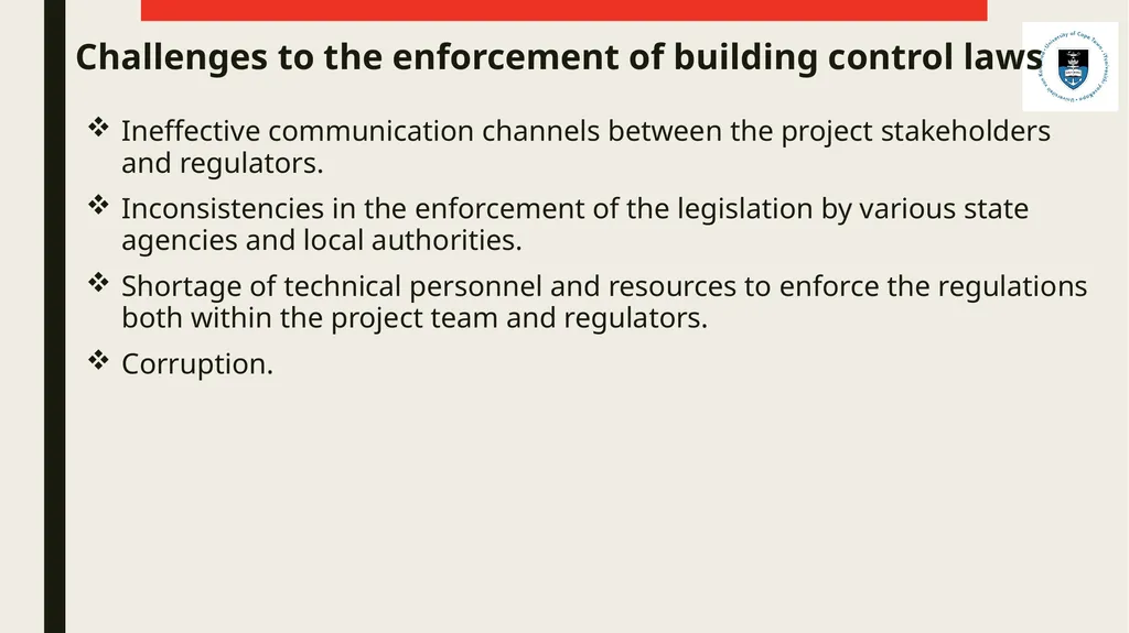 ENFORCEMENT AND IMPLEMENTATION CHALLENGES OF - slide 17 of 23