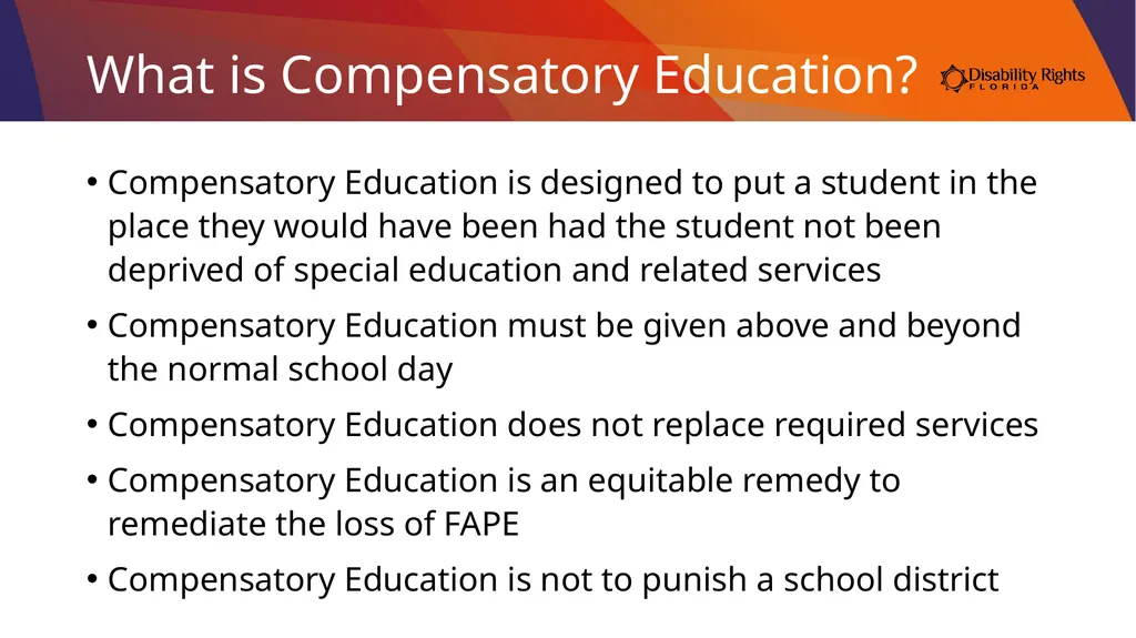 Compensatory Education: What is it and Do I Need - slide 10 of 31