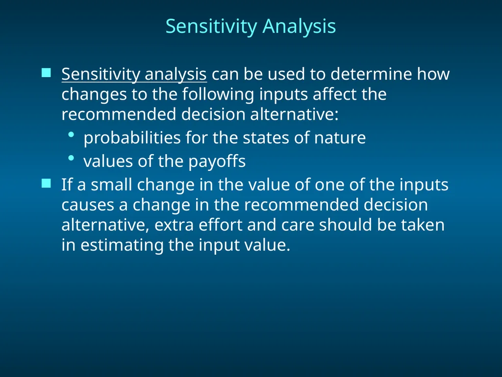 Chapter 8 Decision Analysis Problem Formulation - slide 27 of 27