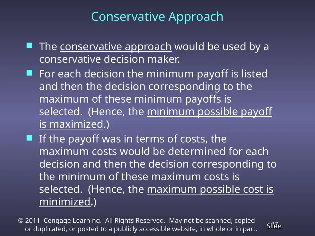 Chapter 13 Decision Analysis Problem Formulation - slide 13 of 49