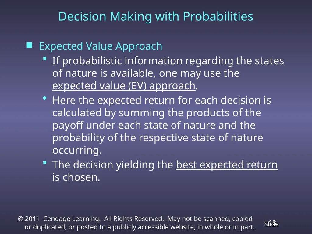 Chapter 13 Decision Analysis Problem Formulation - slide 18 of 49