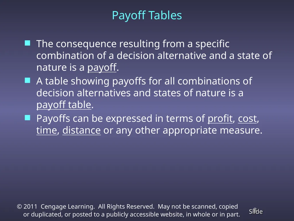 Chapter 13 Decision Analysis Problem Formulation - slide 8 of 49