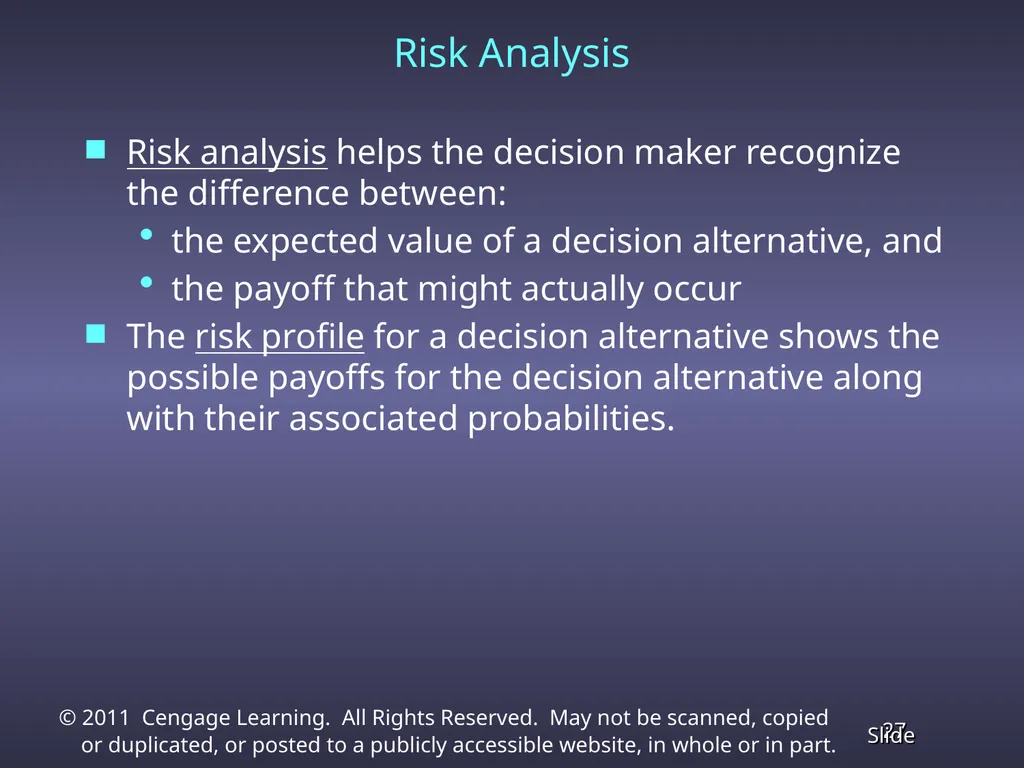 Chapter 13 Decision Analysis Problem Formulation - slide 27 of 49