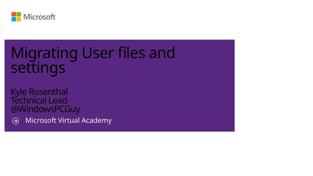 Migrating User files and settings Kyle Rosenthal - slide 1 of 17
