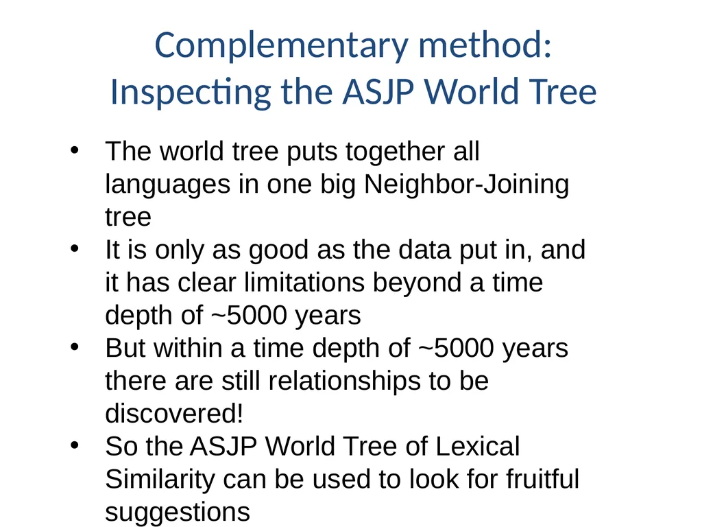Recent ASJP discoveries Søren Wichmann Max Planck - slide 11 of 29