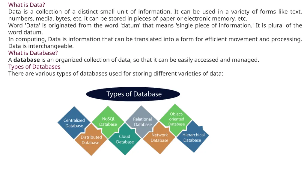 UNIT-1 DBMS What is Data? Data is a collection of - slide 2 of 14