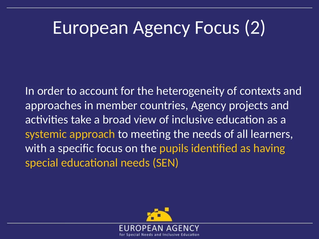 European Agency for Special Needs and Inclusive - slide 3 of 15