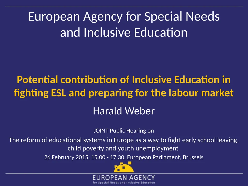 European Agency for Special Needs and Inclusive - slide 1 of 15