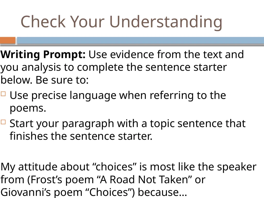 7th Grade Springboard Activity 1.3: Choices and - slide 38 of 41