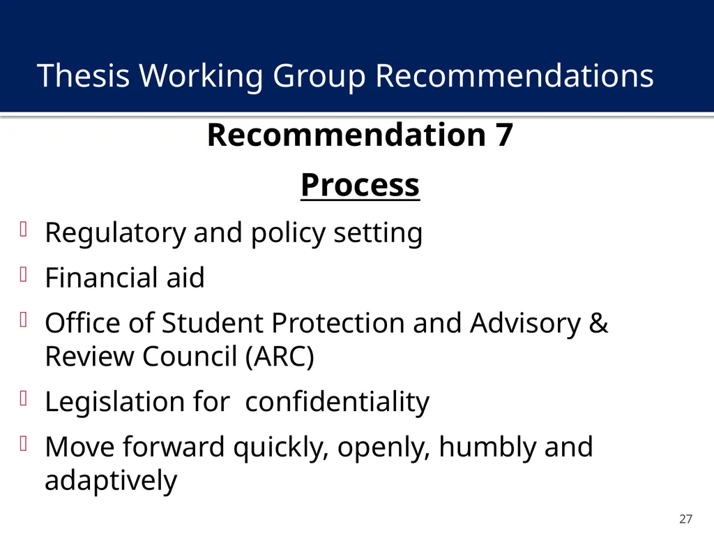 Transitions in Higher Education: Safeguarding the - slide 27 of 28