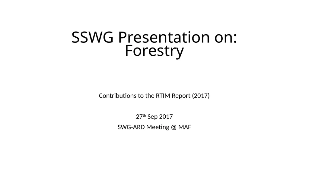 SSWG Presentation on: Forestry Contributions to - slide 1 of 8