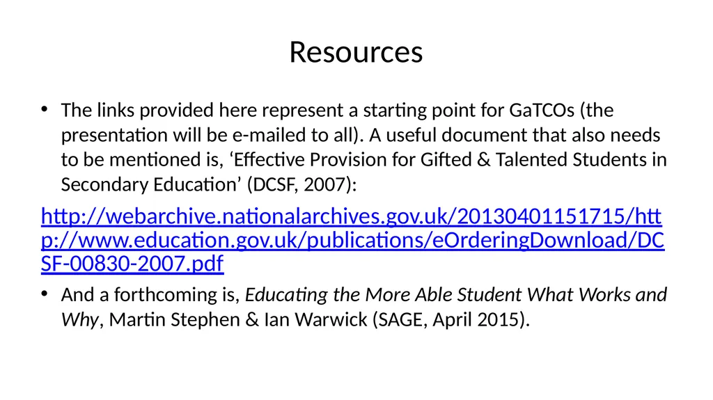 G & T: Supporting Gifted and Talented Pupils - slide 20 of 21