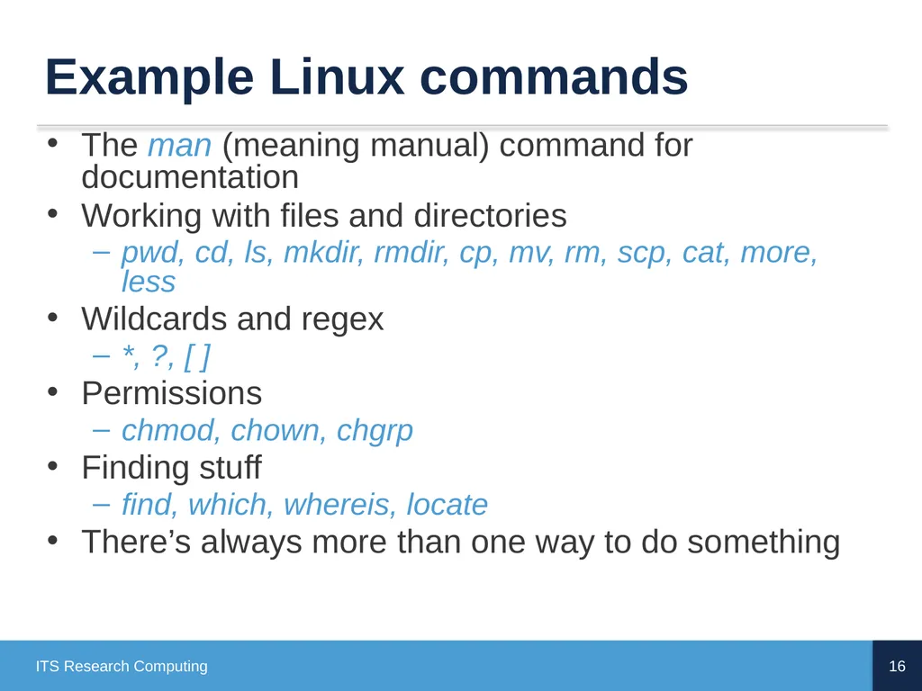 Introduction to Linux CD Poon, Mark Reed, William - slide 16 of 77