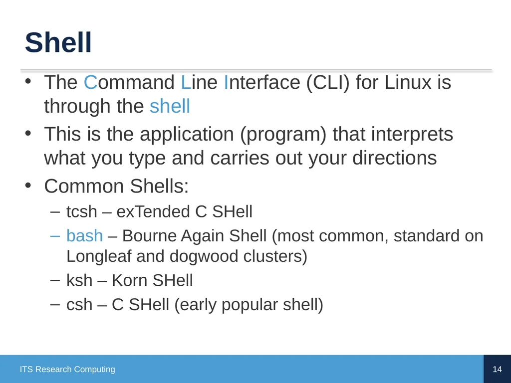 Introduction to Linux CD Poon, Mark Reed, William - slide 14 of 77