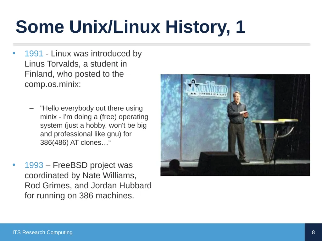 Introduction to Linux CD Poon, Mark Reed, William - slide 8 of 77