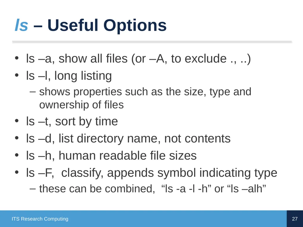 Introduction to Linux CD Poon, Mark Reed, William - slide 27 of 77