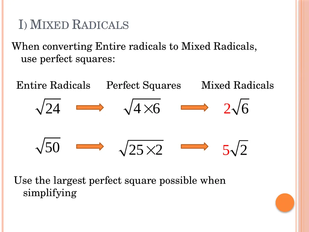 Section 1.4 square Roots and Mixed Fractions © - slide 2 of 10
