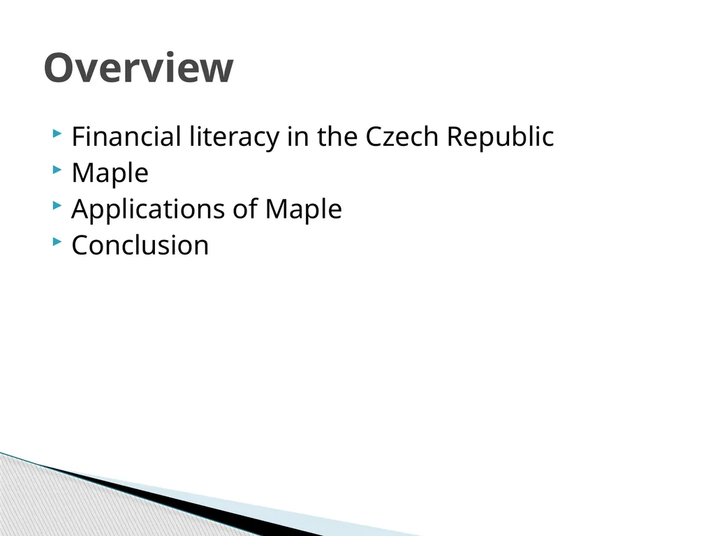 Potential of Maple as tool for improving financial - slide 2 of 12