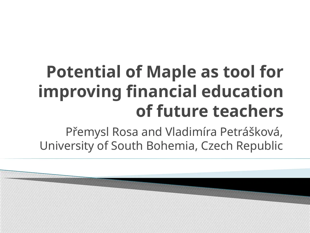 Potential of Maple as tool for improving financial - slide 1 of 12