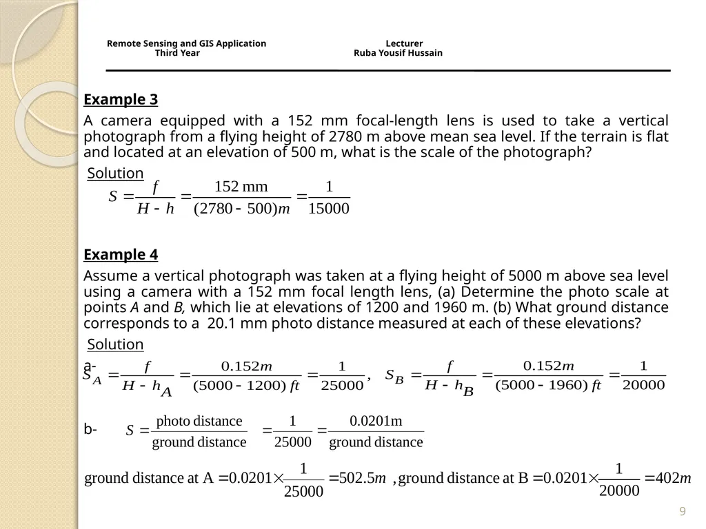Remote Sensing and GIS Application Lecturer Ruba - slide 9 of 19