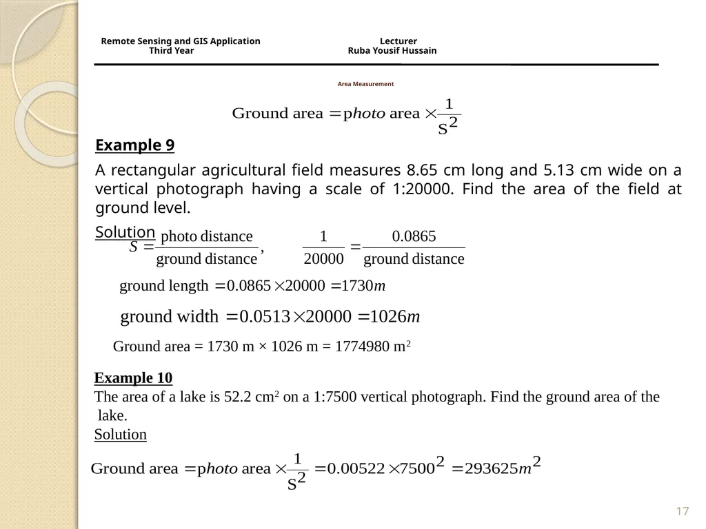 Remote Sensing and GIS Application Lecturer Ruba - slide 17 of 19