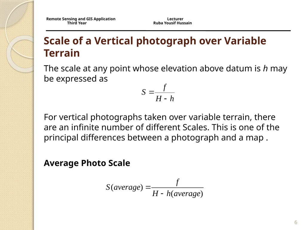 Remote Sensing and GIS Application Lecturer Ruba - slide 6 of 19