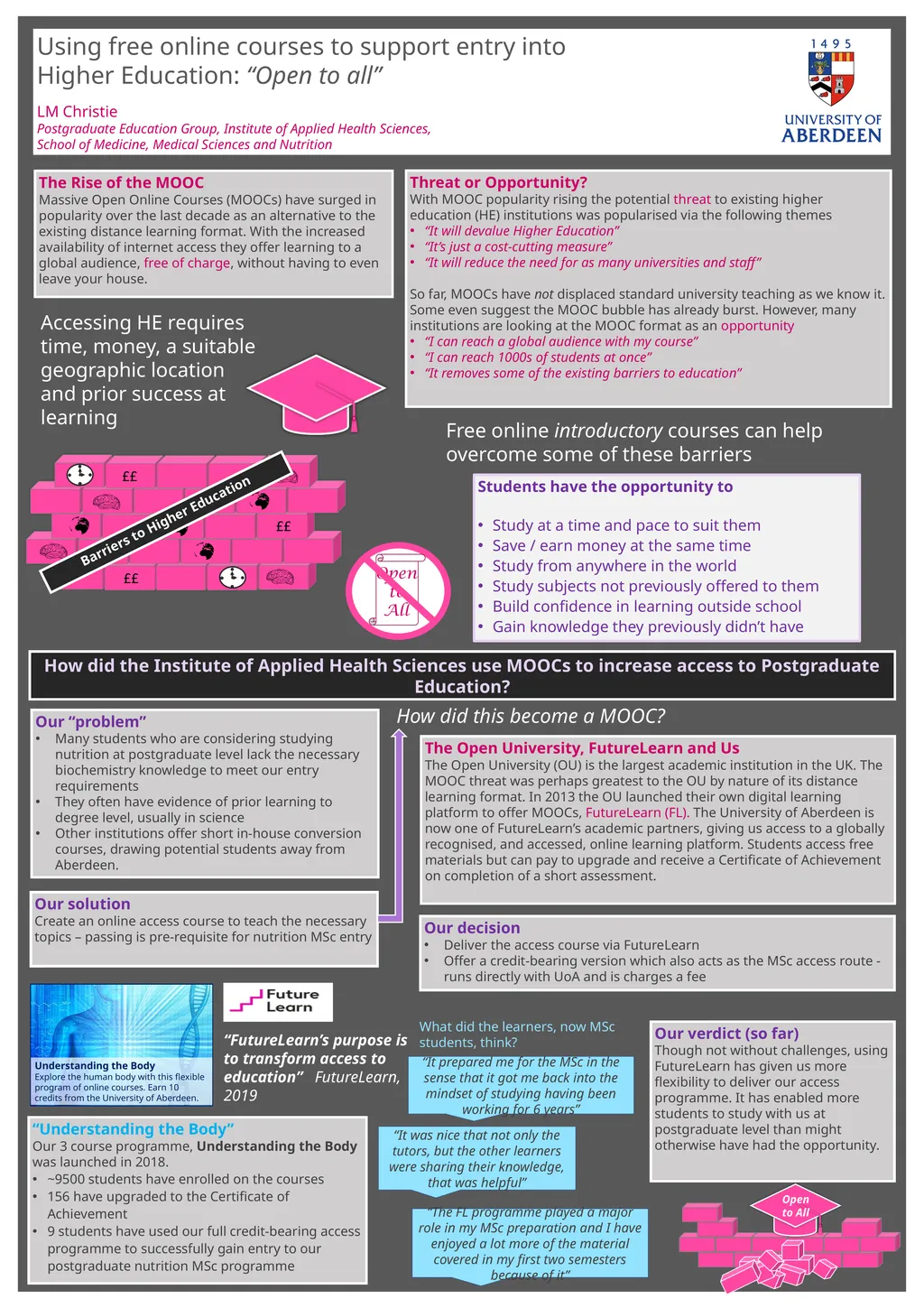 Using free online courses to support entry into