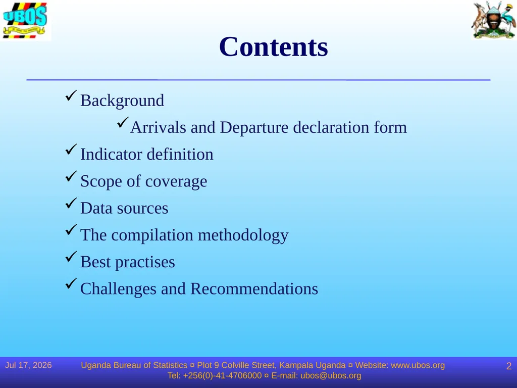 25-Aug-16 Uganda Bureau of Statistics ¤ Plot 9 - slide 2 of 25