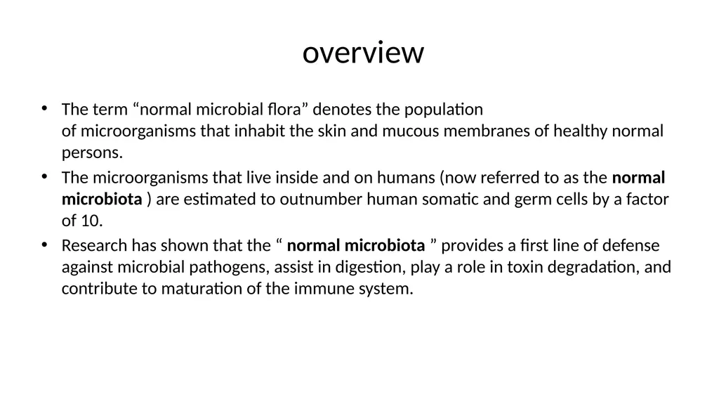 Normal Human Microbiota Dr Ali Abdulwahid overview - slide 2 of 28