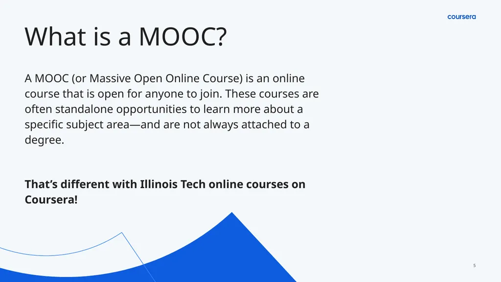 MOOC to Degree with Illinois Tech Deep dive on - slide 5 of 12