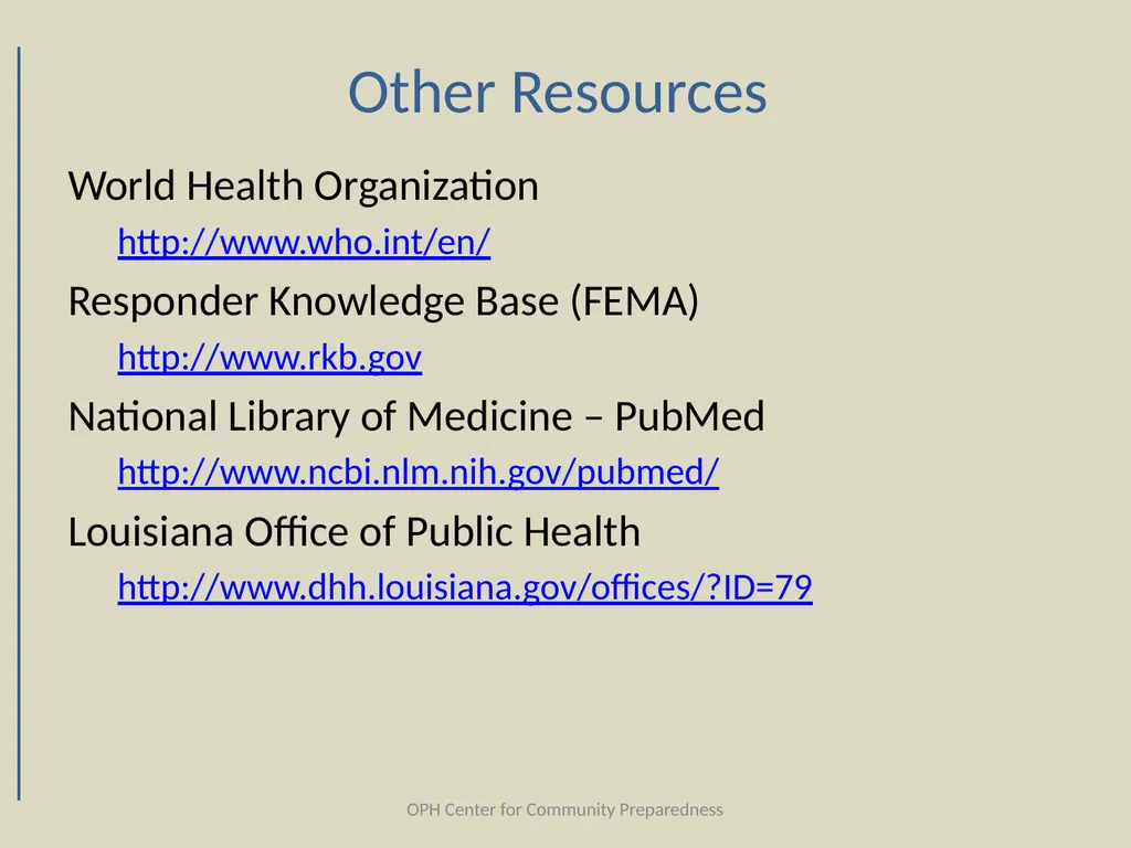 Category |A| Biological Agents Louisiana Office of - slide 67 of 68