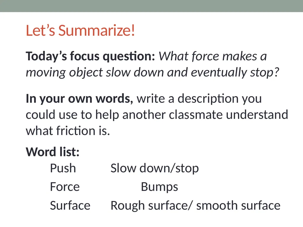 Forces Lesson 4B What Force Makes a Moving Object - slide 8 of 9