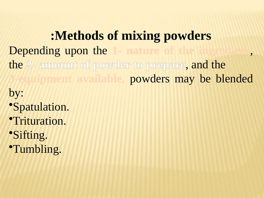 A powder can be defined as subdivided solids (drug - slide 4 of 25