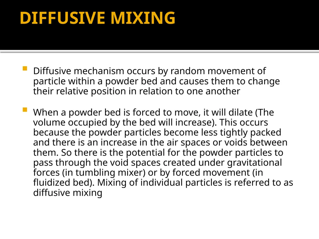 POWDER MIXING solid mixing, mechanism of solid - slide 6 of 20