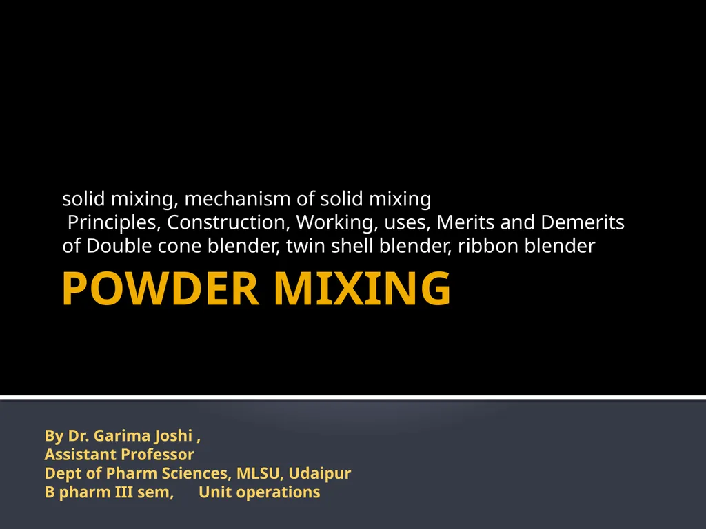 POWDER MIXING solid mixing, mechanism of solid