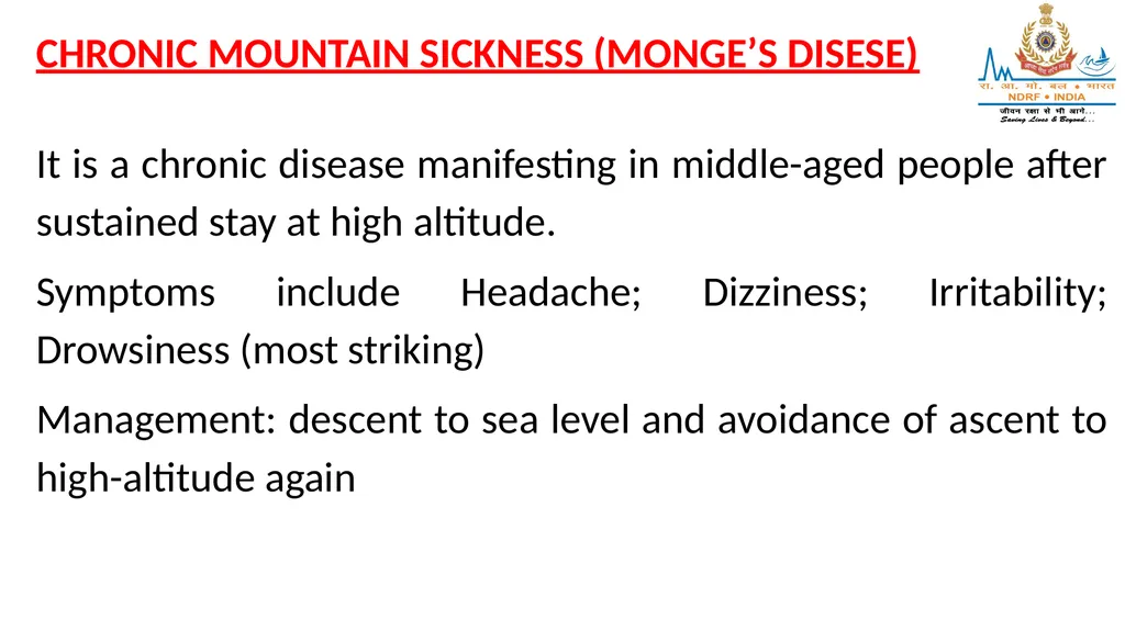 HIGH ALTITUDE DISEASES & COLD INJURIES LESSON-24 - slide 13 of 34