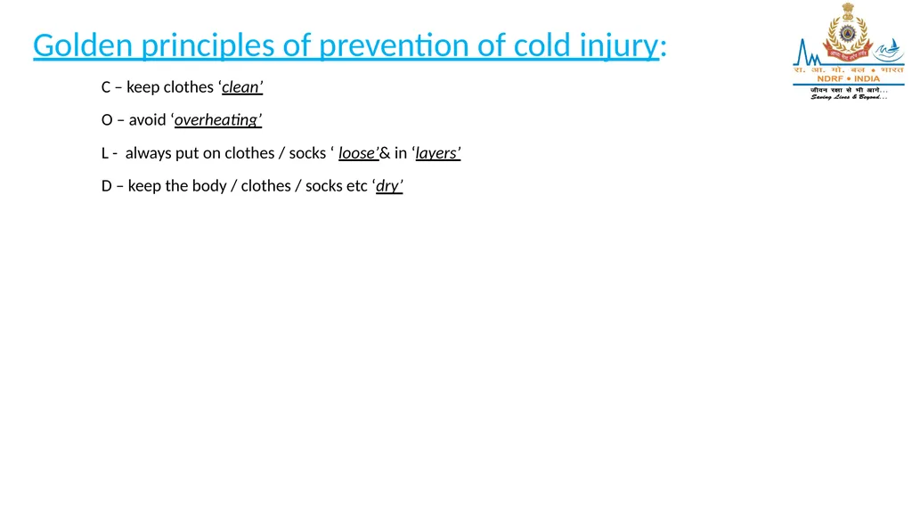 HIGH ALTITUDE DISEASES & COLD INJURIES LESSON-24 - slide 22 of 34