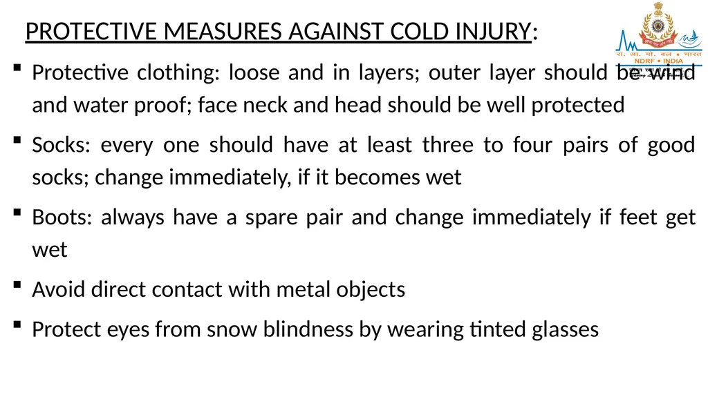 HIGH ALTITUDE DISEASES & COLD INJURIES LESSON-24 - slide 21 of 34