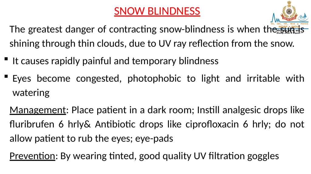 HIGH ALTITUDE DISEASES & COLD INJURIES LESSON-24 - slide 23 of 34