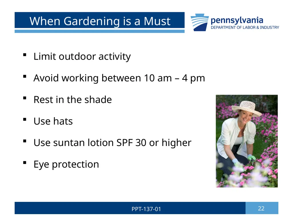 Summer Safety 1 PPT-137-01 Bureau of Workers’ - slide 22 of 29