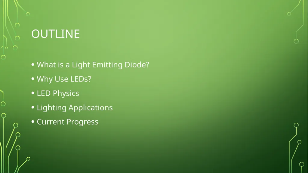 Using light emitting diodes for lighting By: Grant - slide 2 of 14