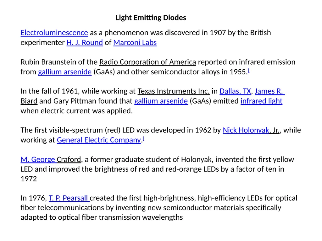 Electroluminescence as a phenomenon was discovered - slide 1 of 11